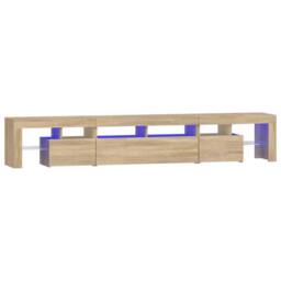 Berkfield Home TV Cabinet with LED Lights Sonoma Oak 230x36.5x40 cm in Light Oak