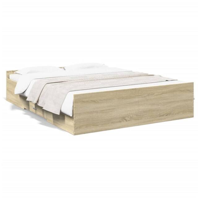 Berkfield Home Bed Frame w/Drawers Frame Sonoma Oak 150x200 cm King Size in Light Oak - image 1