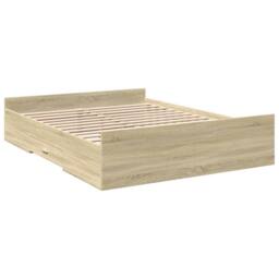 Berkfield Home Bed Frame w/Drawers Frame Sonoma Oak 150x200 cm King Size in Light Oak - thumbnail 6