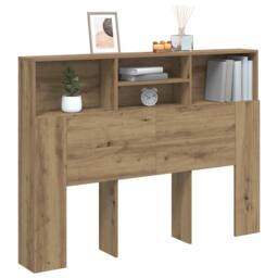 Berkfield Home Headboard Cabinet Artisan Oak 140x19x103.5 cm in Brown - thumbnail 1