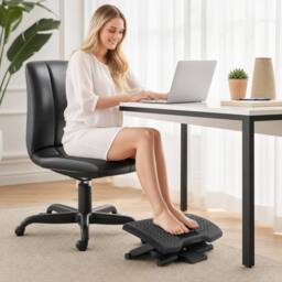 STILVORA Adjustable Desk Footrest with Massage Surface in Black - thumbnail 1