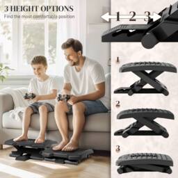 STILVORA Adjustable Desk Footrest with Massage Surface in Black - thumbnail 8