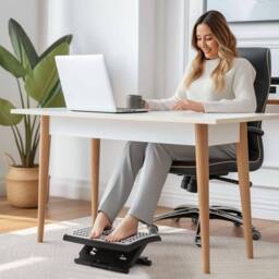 STILVORA Adjustable Desk Footrest with Massage Surface in Black - thumbnail 3