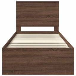 Berkfield Home Bed Frame with Headboard Brown Oak 100 x 200 cm Solid Pine Wood - thumbnail 7