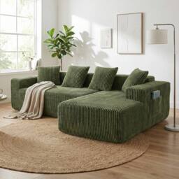 Dprodo 261CM Modular Right L-Shaped Sectional Sofa, 4 Seater Corner Sofa in Green - thumbnail 1