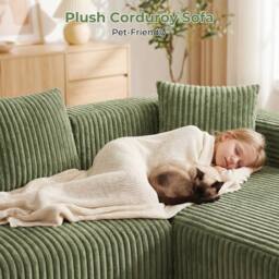 Dprodo 261CM Modular Right L-Shaped Sectional Sofa, 4 Seater Corner Sofa in Green - thumbnail 7