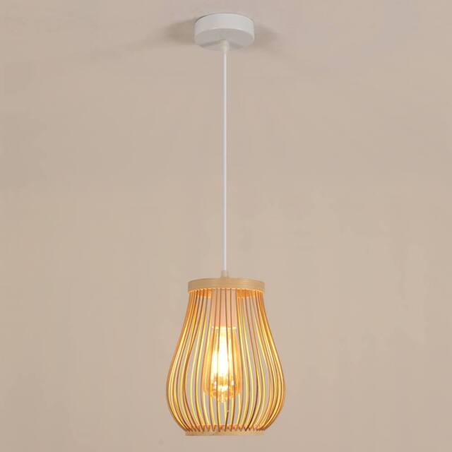 Pheashine Hand Woven Rattan Chandelier Light Fixture in Light Brown - image 1