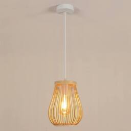 Pheashine Hand Woven Rattan Chandelier Light Fixture in Light Brown - thumbnail 1