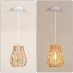 Pheashine Hand Woven Rattan Chandelier Light Fixture in Light Brown - thumbnail 2