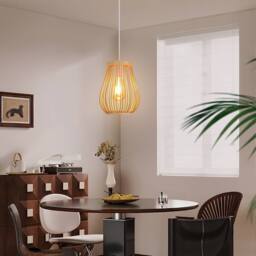 Pheashine Hand Woven Rattan Chandelier Light Fixture in Light Brown - thumbnail 6