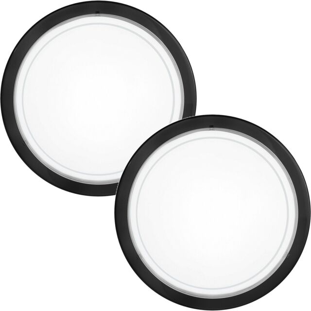 Loops 2 PACK Wall Flush Ceiling Light Black Shade White Clear Glass Painted E27 1x60W - image 1
