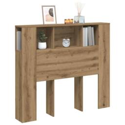 Berkfield Home Headboard Cabinet Artisan Oak 120x19x104.5 cm Engineered Wood in Brown - thumbnail 1