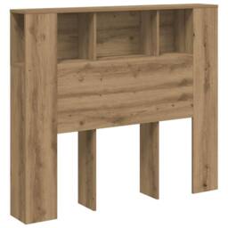 Berkfield Home Headboard Cabinet Artisan Oak 120x19x104.5 cm Engineered Wood in Brown - thumbnail 3
