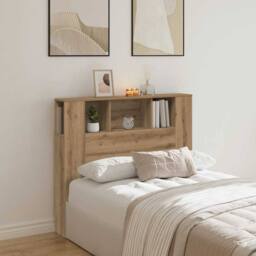 Berkfield Home Headboard Cabinet Artisan Oak 120x19x104.5 cm Engineered Wood in Brown - thumbnail 2