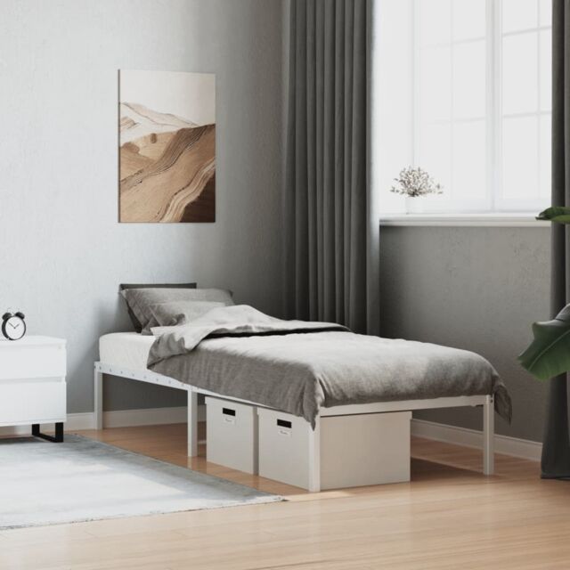Berkfield Home Metal Bed Frame White 75x190 cm Small Single - image 1
