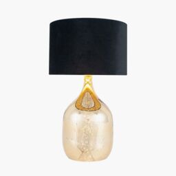Ruma Gold Foxed Glass Dual Light Table Lamp with Black Shade - thumbnail 3