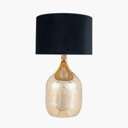 Ruma Gold Foxed Glass Dual Light Table Lamp with Black Shade - thumbnail 2
