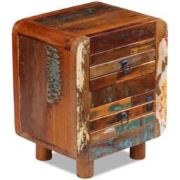 Berkfield Home Night Cabinet Solid Reclaimed Wood 43x33x51 cm in Brown - Size: 43 x 33 x 51 cm - thumbnail 9