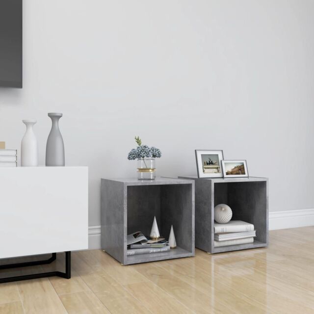 Berkfield Home TV Cabinets 2 pcs Concrete Grey 37x35x37 cm Engineered Wood - Size: 37 x 35 x 37 cm - image 1