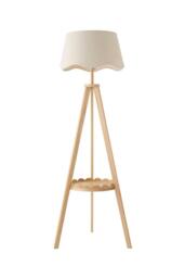 ValueLights Morrigan Scallop Linen Shade Wooden Scallop Shelf Tripod Floor Lamp in Natural - thumbnail 6