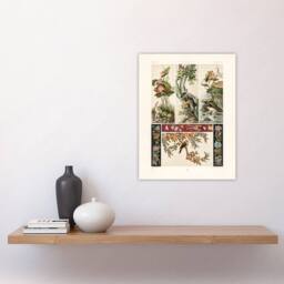 "Artery8 Chinese Patterns of Birds & Flowers Racinet Wall Art Print Poster in White - Size: W12"" x H16""" - thumbnail 4