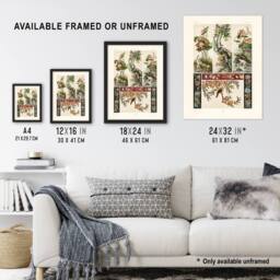 "Artery8 Chinese Patterns of Birds & Flowers Racinet Wall Art Print Poster in White - Size: W12"" x H16""" - thumbnail 3