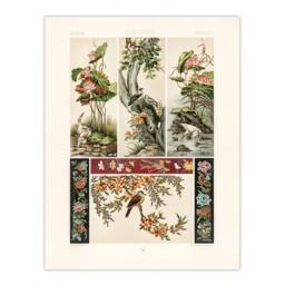 "Artery8 Chinese Patterns of Birds & Flowers Racinet Wall Art Print Poster in White - Size: W12"" x H16""" - thumbnail 1