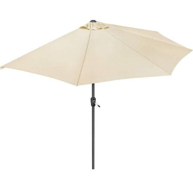Christow 2.7m Half Parasol Garden Balcony Umbrella Steel Crank Handle UV Canopy in Beige