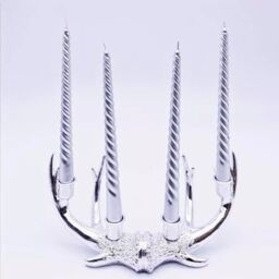 Marco Paul Set of 4 Silver Twisted Tall Tapered Candles Dinner Candles Table Centrepiece - thumbnail 5