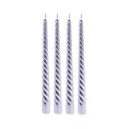 Marco Paul Set of 4 Silver Twisted Tall Tapered Candles Dinner Candles Table Centrepiece - thumbnail 2