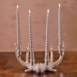 Marco Paul Set of 4 Silver Twisted Tall Tapered Candles Dinner Candles Table Centrepiece - thumbnail 3