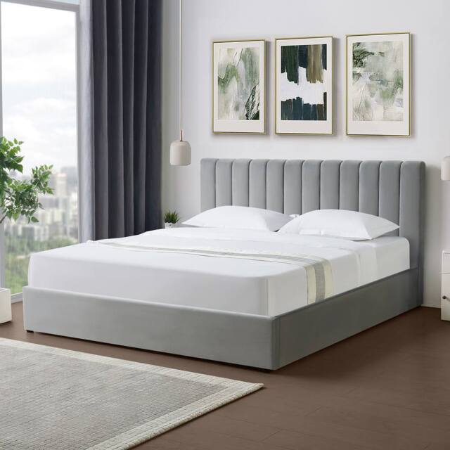 Artemis Home Corwin Grey Velvet Ottoman Storage Bed Frame - 4 Sizes Available - Size: Super King - image 1