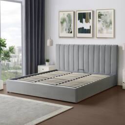 Artemis Home Corwin Grey Velvet Ottoman Storage Bed Frame - 4 Sizes Available - Size: Super King - thumbnail 3
