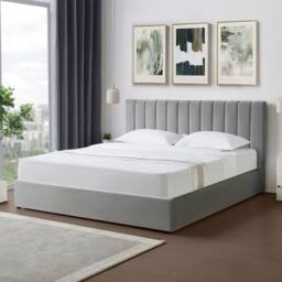 Artemis Home Corwin Grey Velvet Ottoman Storage Bed Frame - 4 Sizes Available - Size: Super King - thumbnail 1