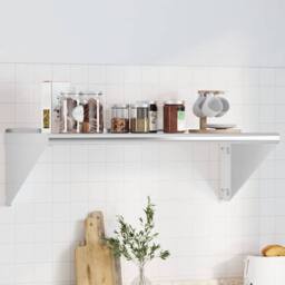 Berkfield Home Wall Shelf 100x45x31 cm Silver Stainless Steel - Size: 100 x 45 x 31 cm