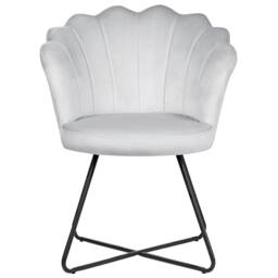 Wyld and Coco Grey Velvet Shell-Back Armless Chair - Black Metal Frame - thumbnail 3