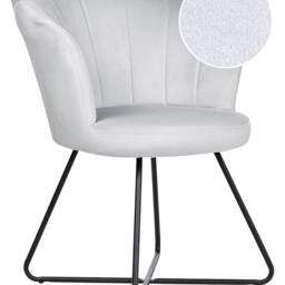 Wyld and Coco Grey Velvet Shell-Back Armless Chair - Black Metal Frame - thumbnail 2