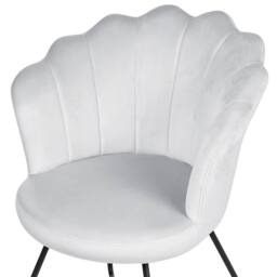 Wyld and Coco Grey Velvet Shell-Back Armless Chair - Black Metal Frame - thumbnail 5
