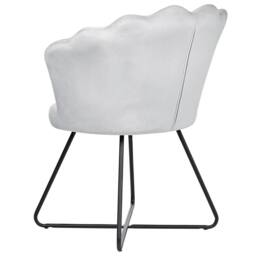 Wyld and Coco Grey Velvet Shell-Back Armless Chair - Black Metal Frame - thumbnail 6