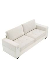 Living and Home 2-Seater Chenille Upholstered Sofa in White - thumbnail 9