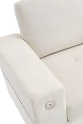 Living and Home 2-Seater Chenille Upholstered Sofa in White - thumbnail 4