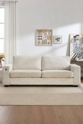 Living and Home 2-Seater Chenille Upholstered Sofa in White - thumbnail 2