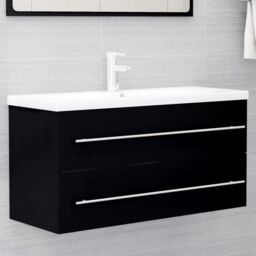 Berkfield Home Sink Cabinet Black 100x38.5x48 cm Engineered Wood - thumbnail 1