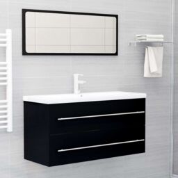 Berkfield Home Sink Cabinet Black 100x38.5x48 cm Engineered Wood - thumbnail 6