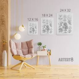 "Artery8 Algae Seaweed Species Haeckel Botanical Canvas Wall Art in White - Size: W18"" x H24""" - thumbnail 4