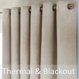 Luxury Living Chenille Blackout Eyelet Curtains Thermal Triple Weave Pair in Cream - Size: 168 cm width x 183 cm drop - thumbnail 3