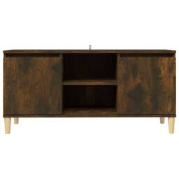 Berkfield Home TV Cabinet with Solid Wood Legs Smoked Oak 103.5x35x50 cm in Brown - thumbnail 3