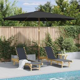 Berkfield Home Outdoor Parasol with Wooden Pole 350 cm Anthracite in Black - thumbnail 2
