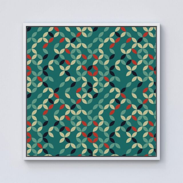 "Warren Reed - Designer Geometric Pattern Design Framed Canvas in Off-White - Size: W30"" x H30""" - image 1