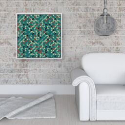"Warren Reed - Designer Geometric Pattern Design Framed Canvas in Off-White - Size: W30"" x H30""" - thumbnail 2